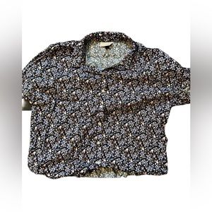 Navy Floral Button Down